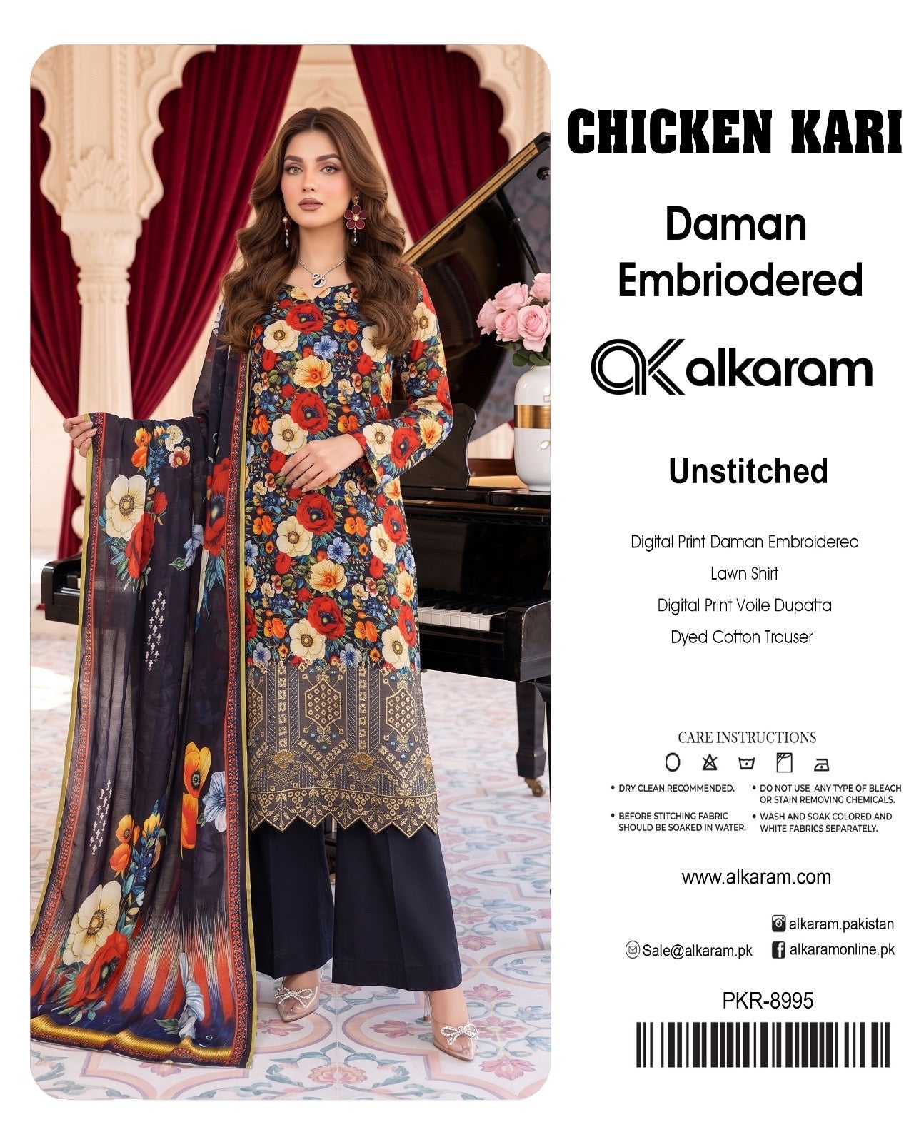 Alkaram chikan kare collection