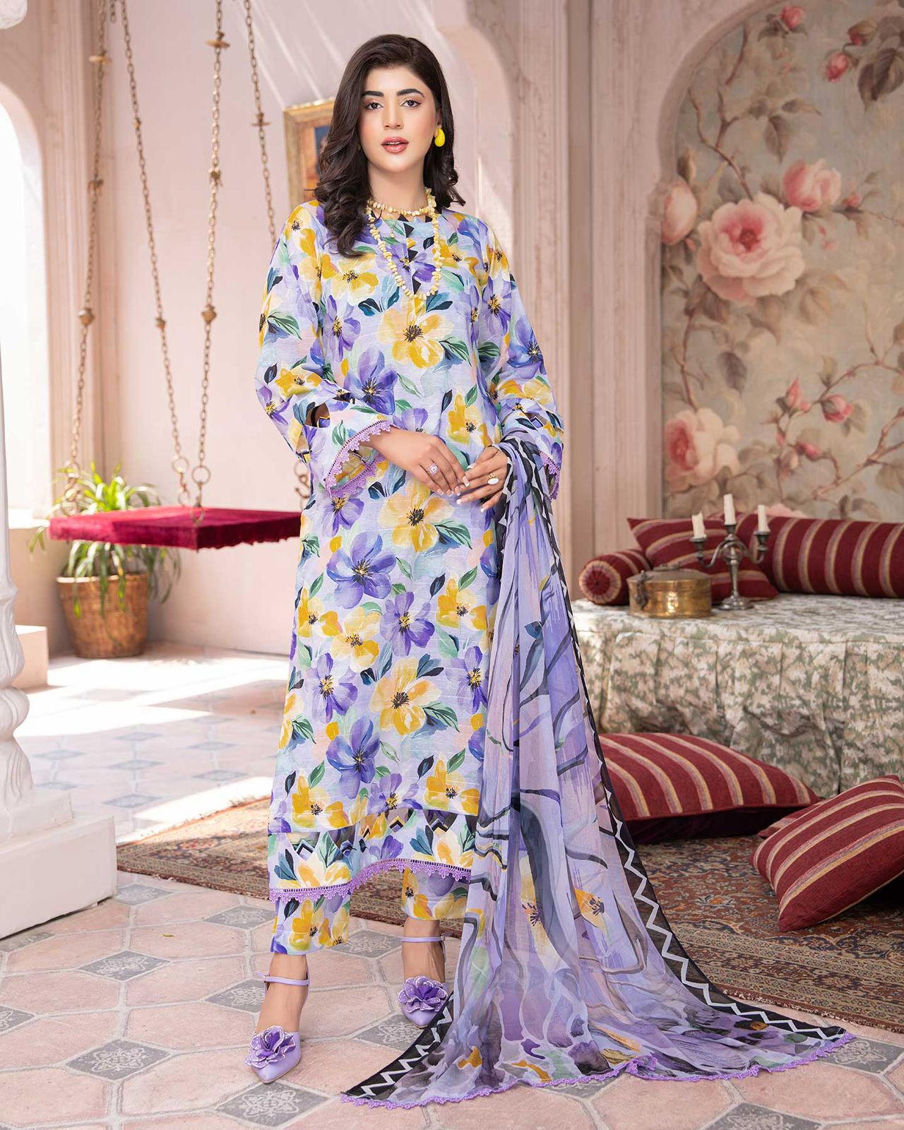 Baroque Printed Lawn Three Piece (Unstitched)