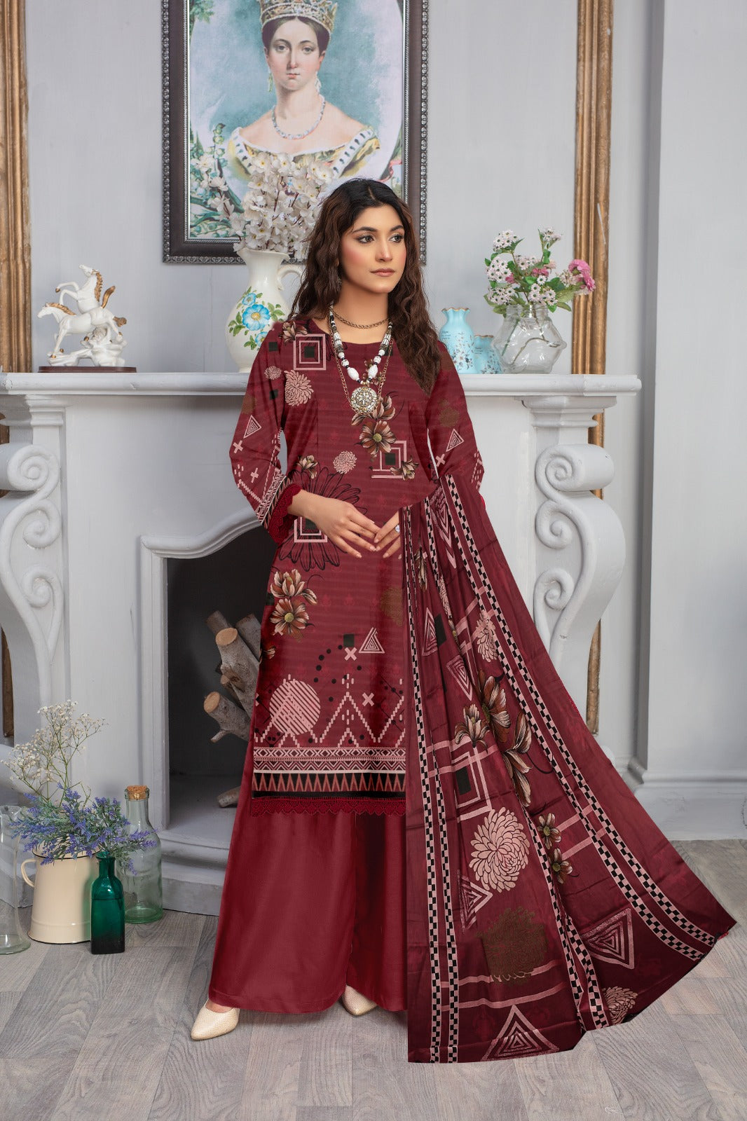 Sapphire Printed lawn Three Piece (Unstitched)