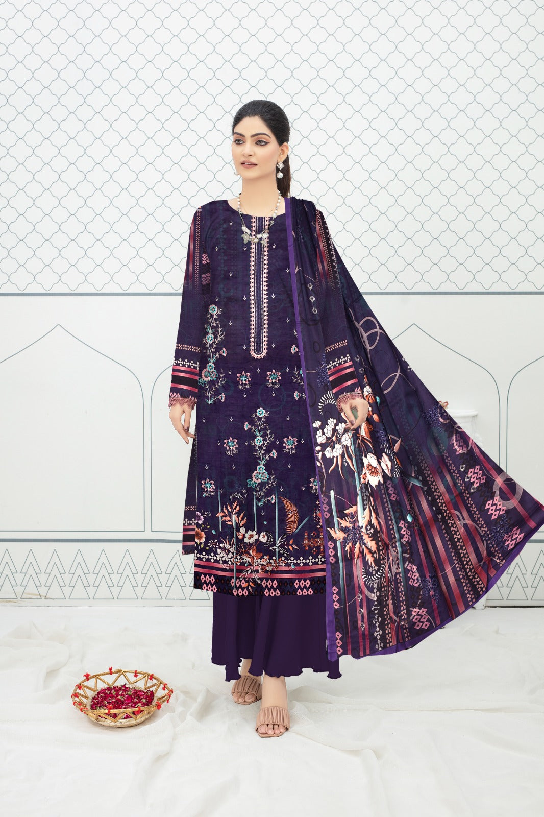 Khaadi Embroidered lawn Three Piece (Unstitched)