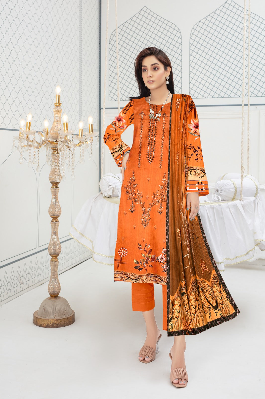 Khaadi Embroidered lawn Three Piece (Unstitched)