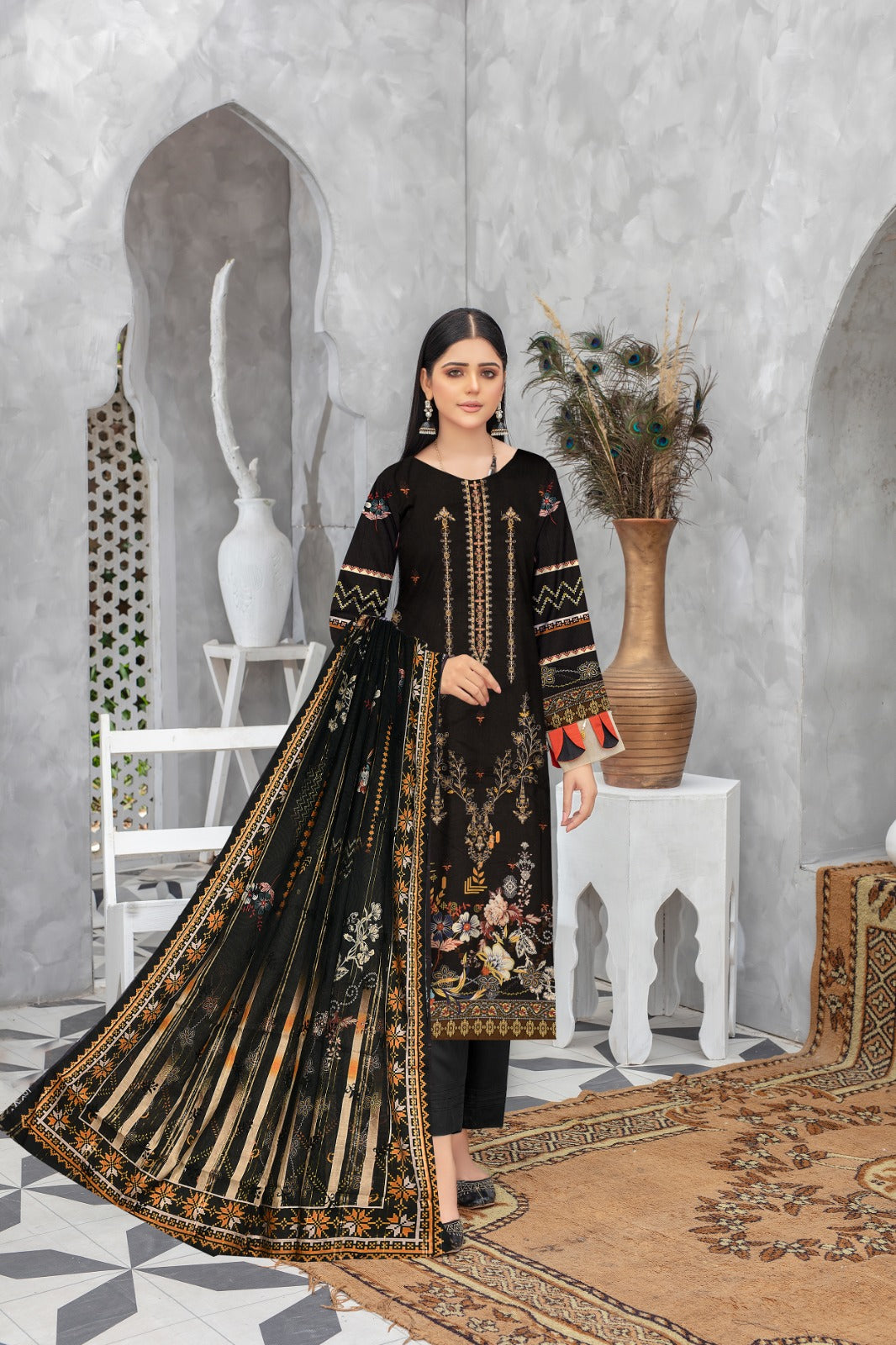 Bonanza Satrangi Linen Three Piece (Unstitched)