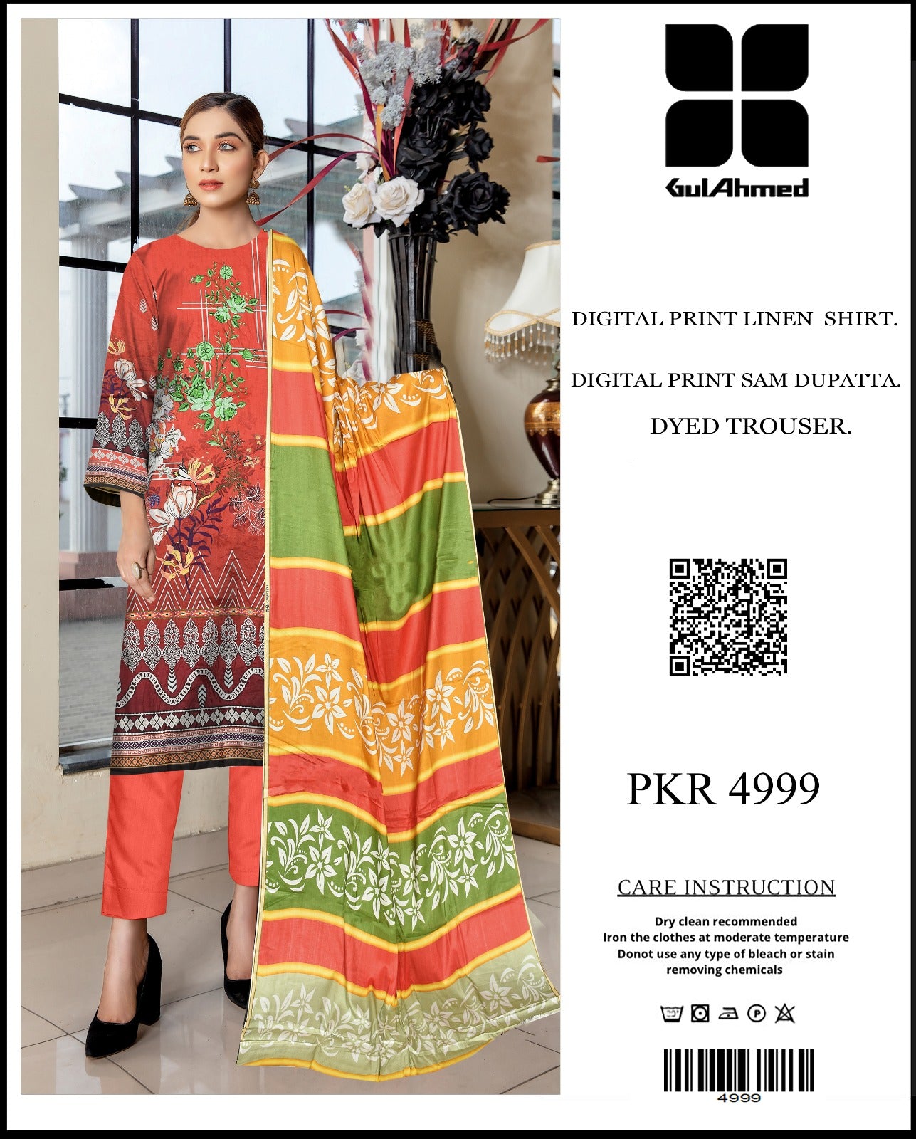 Gul Ahmad Linen Three Piece (Unstitched)