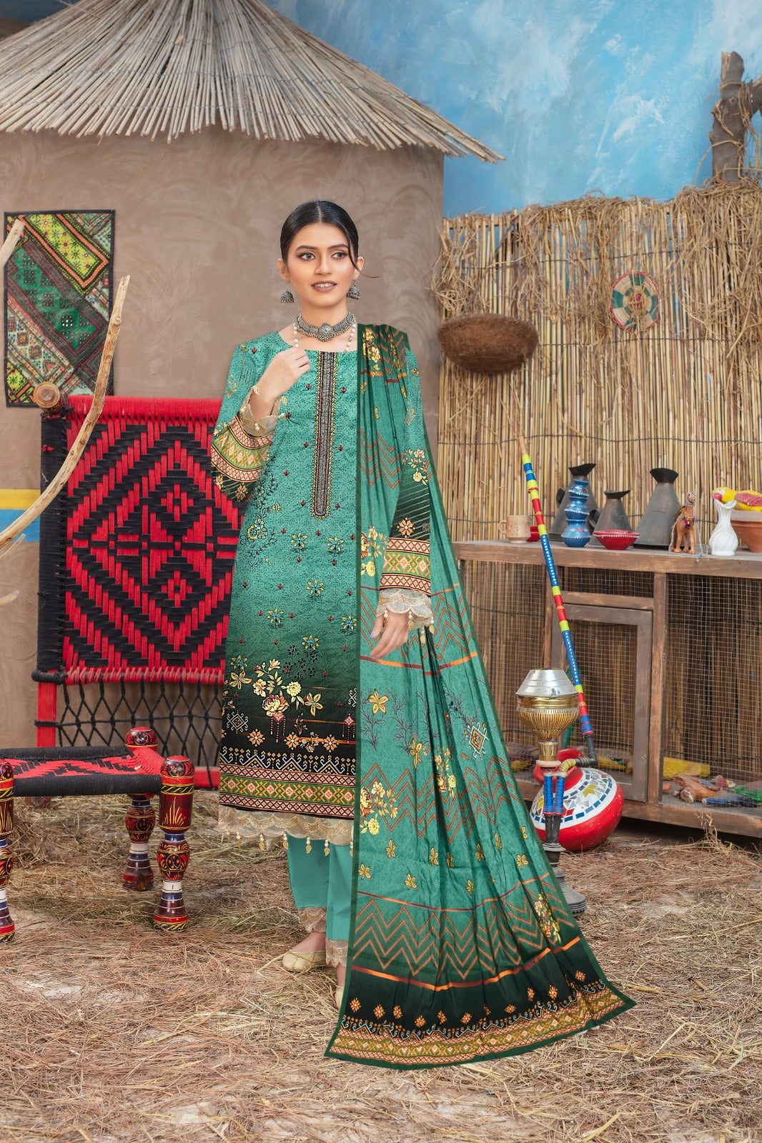 Ethnic Viscose Three Piece (Unstitched)