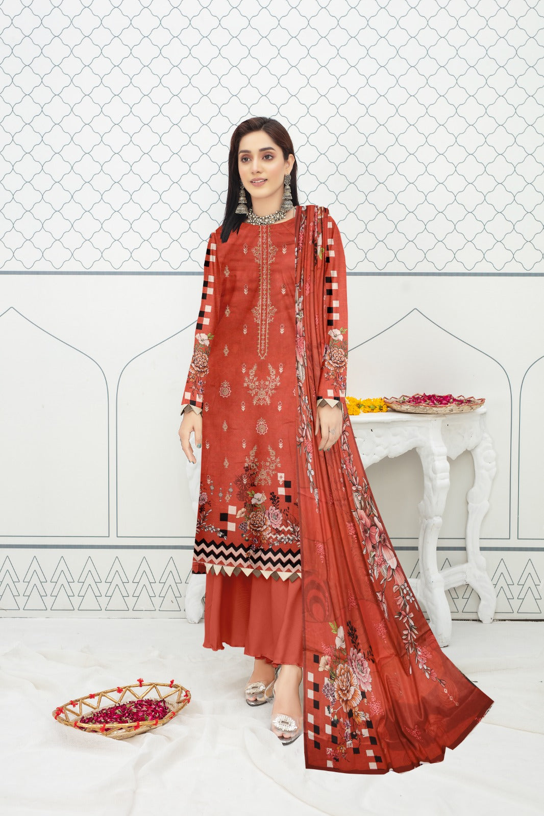 Khaadi Embroidered lawn Three Piece (Unstitched)
