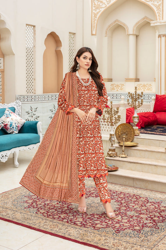 Sapphire Printed lawn Three Piece (Unstitched)