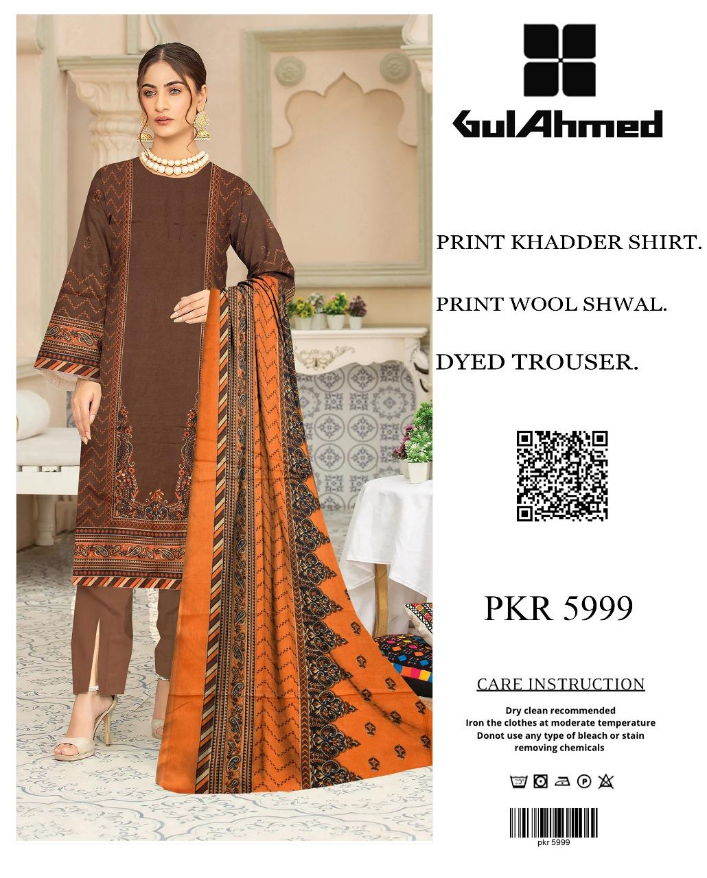 Gul Ahmad Khaddar Three Piece (Unstitched)