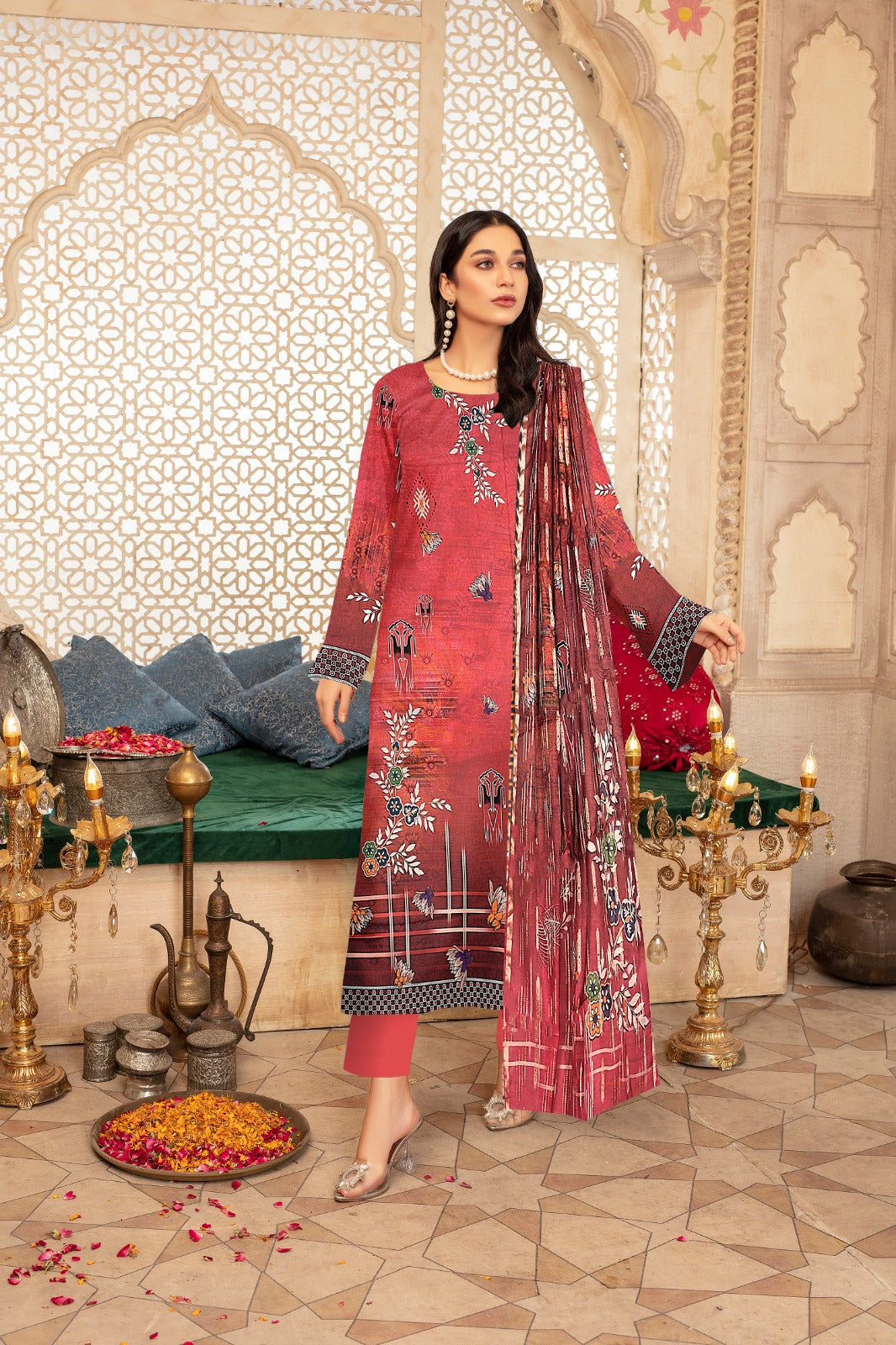 Beechtree Printed lawn Three Piece (Unstitched)