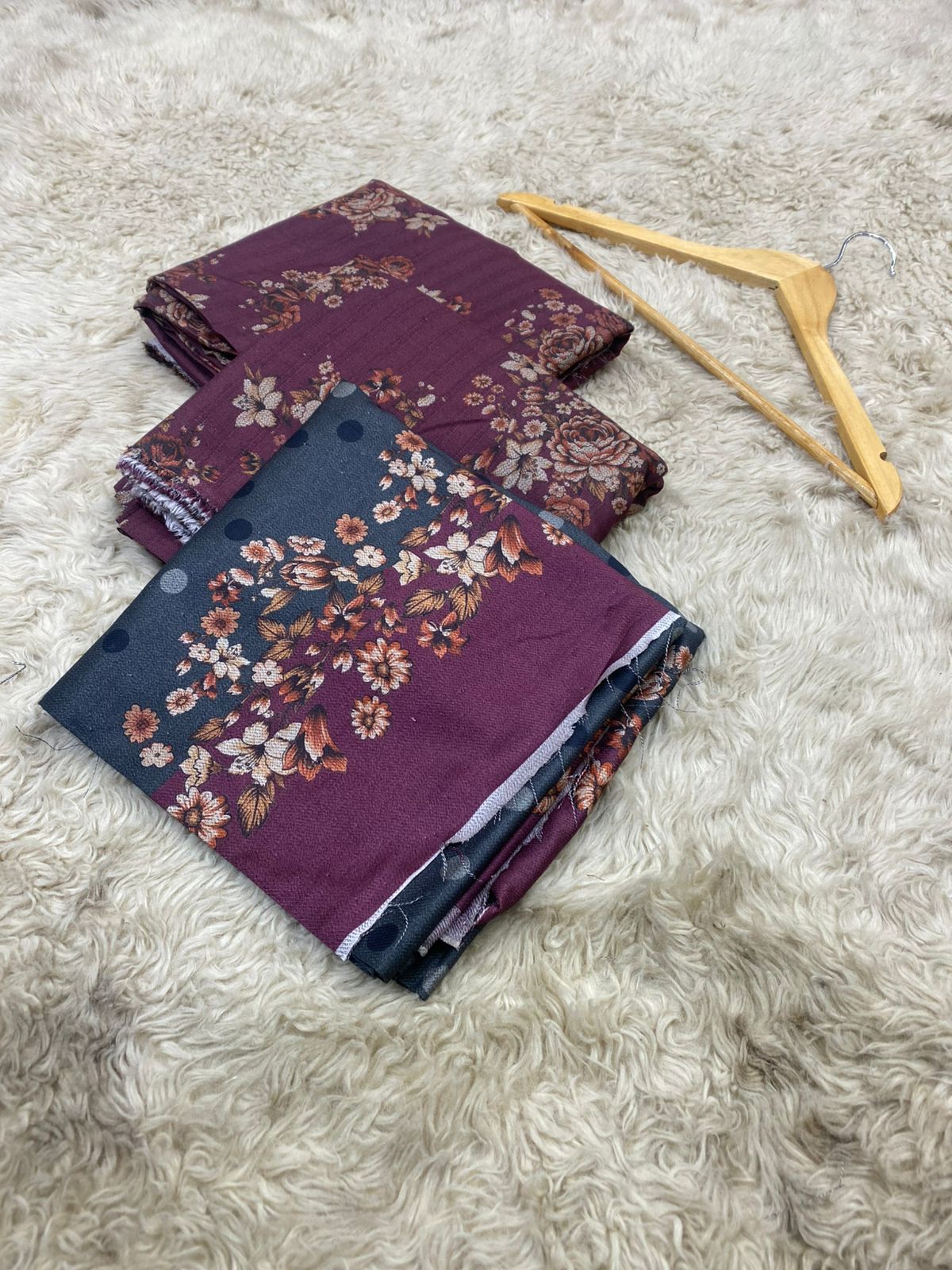Baroque dhanak three piece (unstitched)