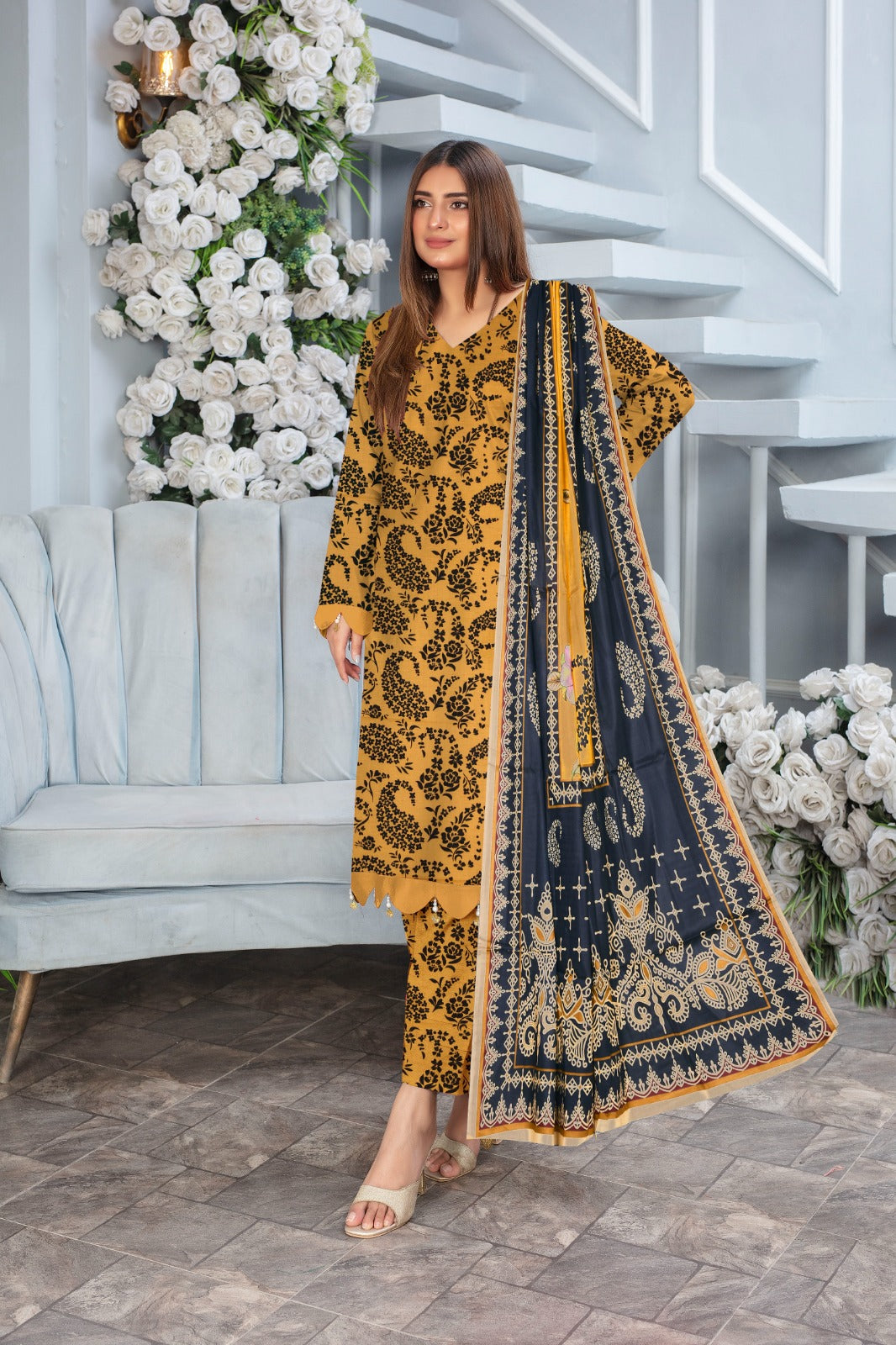 Sapphire Printed Lawn Three Piece (unstitched)