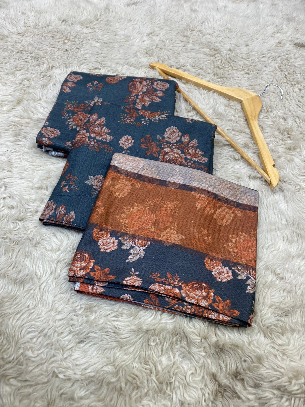 Baroque dhanak three piece (unstitched)