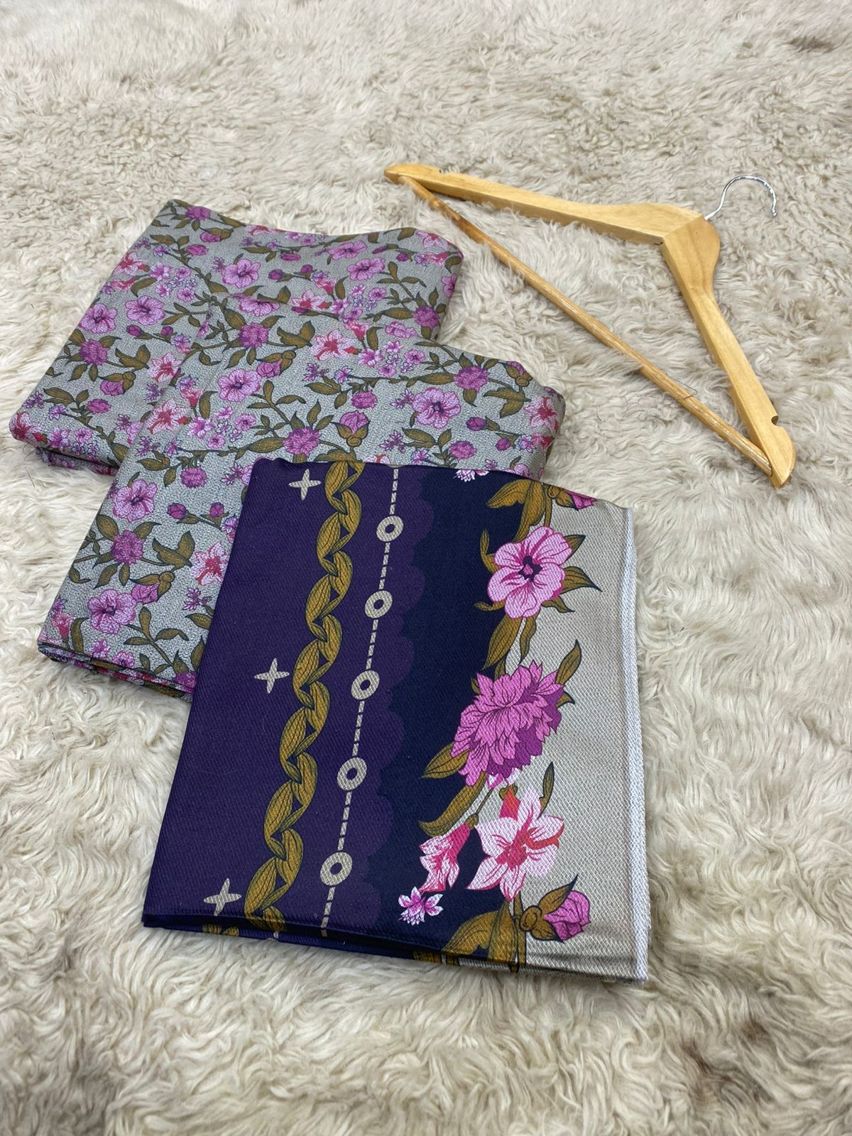Baroque dhanak three piece (unstitched)