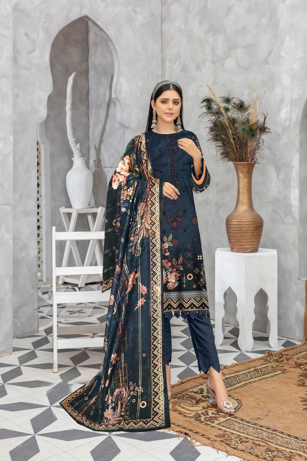 Bonanza Satrangi Linen Three Piece (Unstitched)