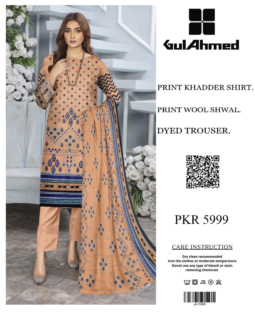 Gul Ahmad Khaddar Three Piece (Unstitched)