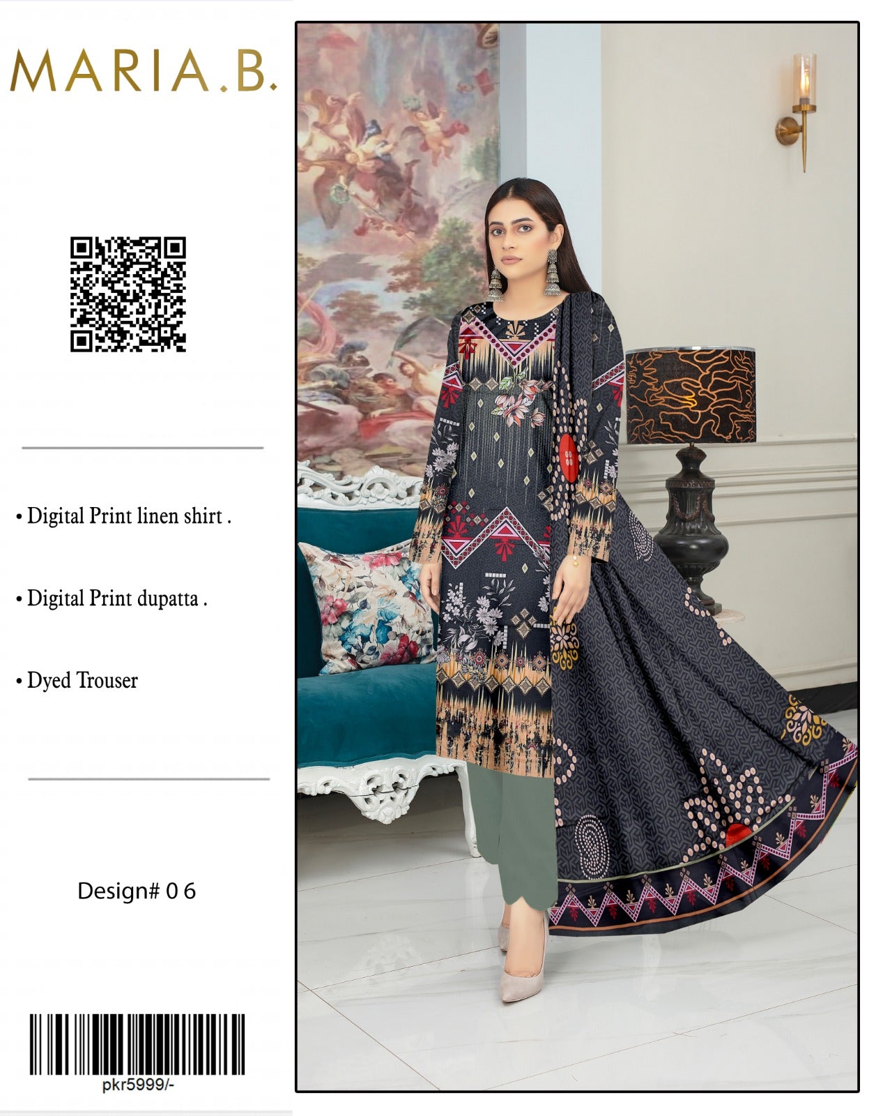 Maria B Linen Three Piece (Unstitched)