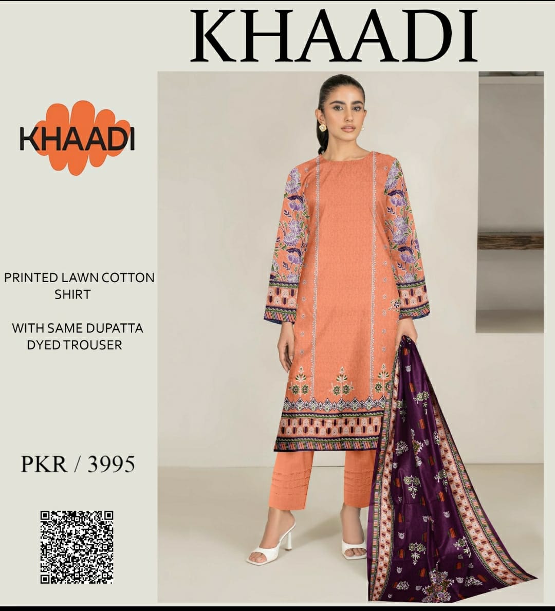 Khaadi Printed Lawn Three piece(Unstitched)